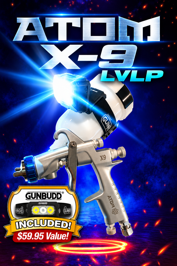 ATOM X9 Side Feed LVLP-MP Professional Spray Gun w/ GunBudd® Ultra Lighting System