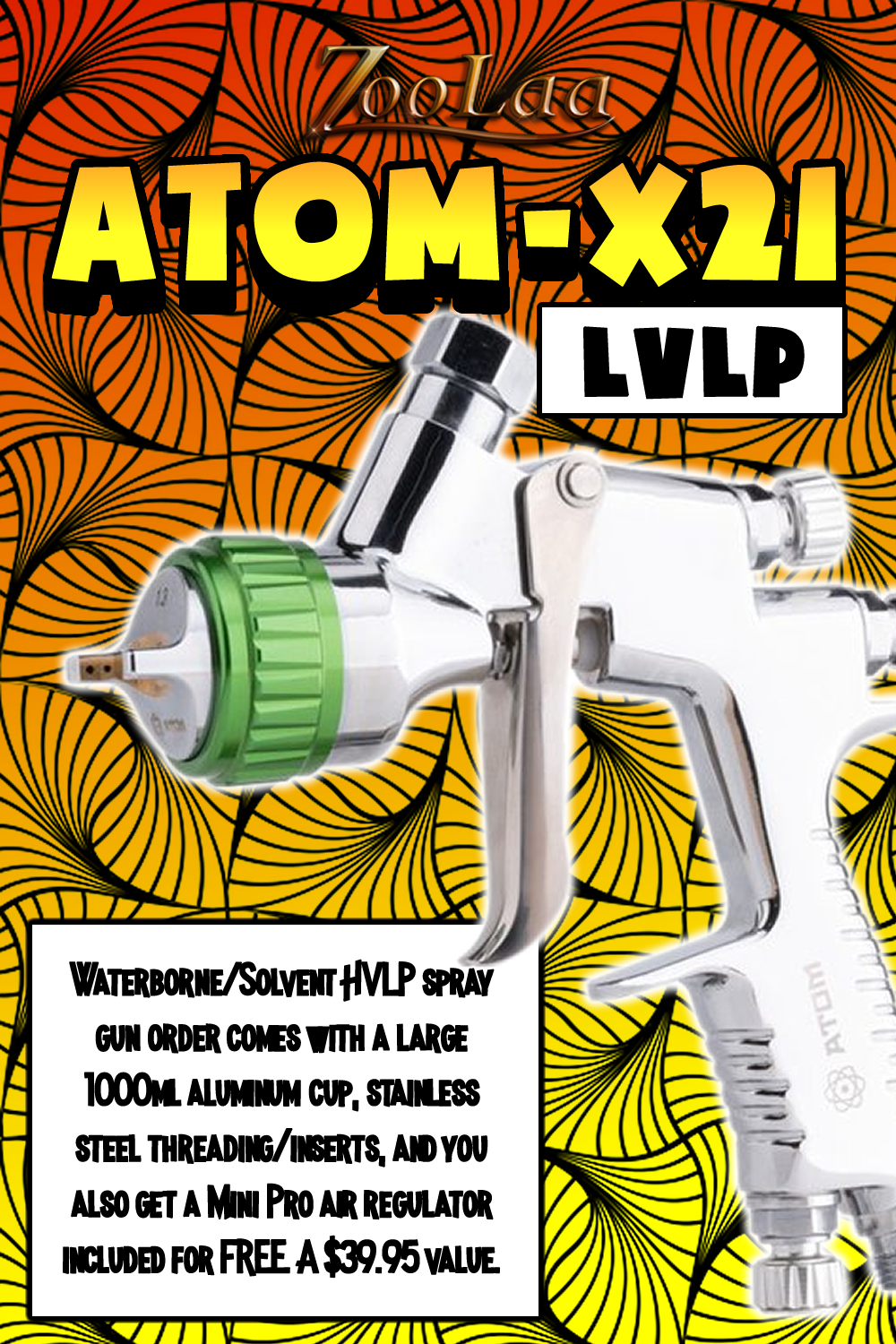ATOM X21 Professional Spray Gun MP-LVLP Solvent/Waterborne