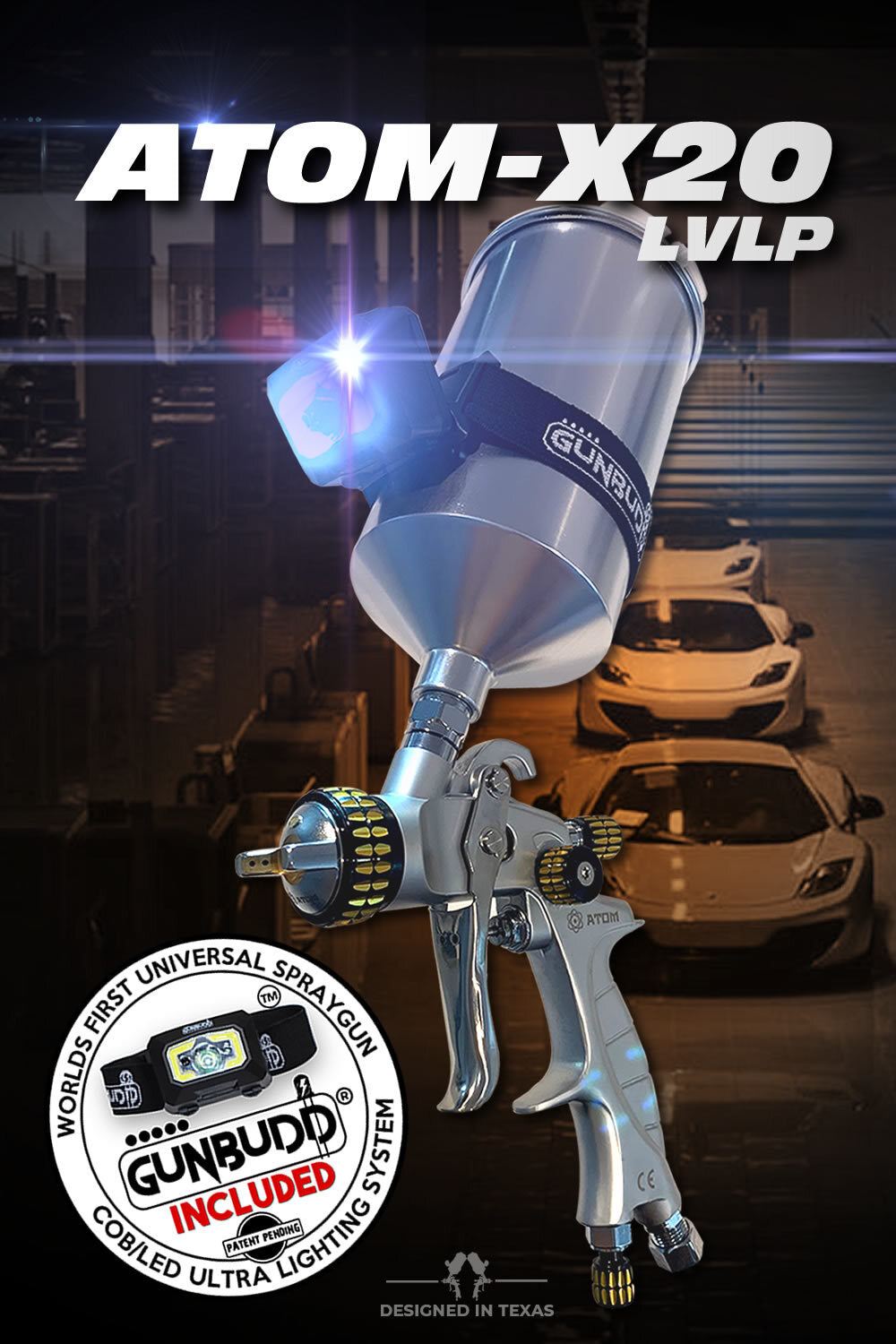 Automotive Air Paint Sprayer Atom X20 HVLP with FREE Universal Spray Gun  Light
