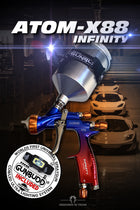 ATOM X88 INFINITY LVLP Professional Spray Gun 1.3 and 1.4 TIP Combo - Solvent/Waterborne + FREE GunBudd Ultra Lighting System