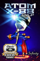 ATOM X88 INFINITY LVLP Professional Spray Gun 1.3 and 1.4 TIP Combo - Solvent/Waterborne + FREE GunBudd Ultra Lighting System