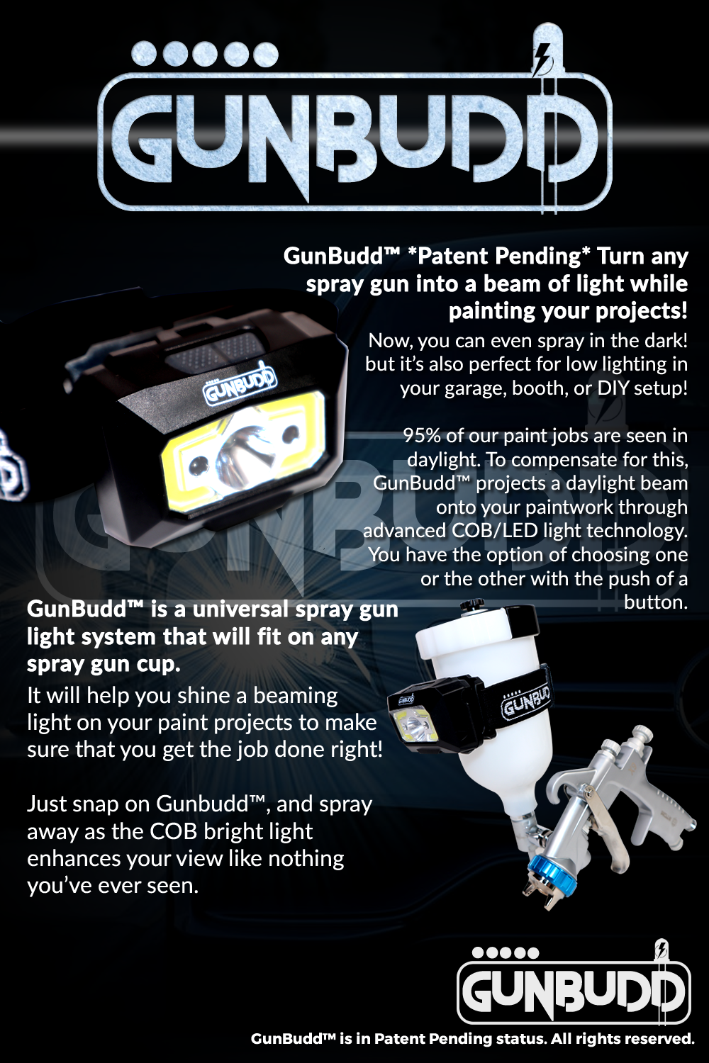 Paint Spray Gun LED Light Universal Automotive Paint Gun Light